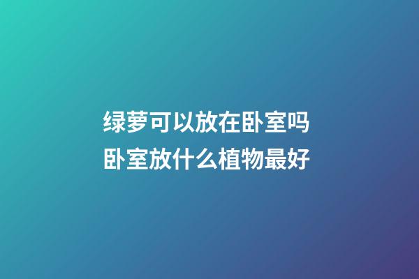 绿萝可以放在卧室吗 卧室放什么植物最好